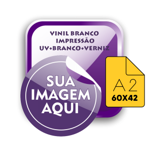 ADESIVO VINIL BRANCO -  UV + BRANCO + VERNIZ  - FOLHA A2 (60X42)      